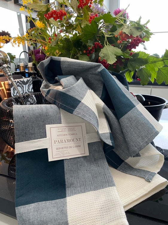 TEXTILE Code Urban Check Geschirrtuch 3er Set Dunkelgrün-Weiß Karo