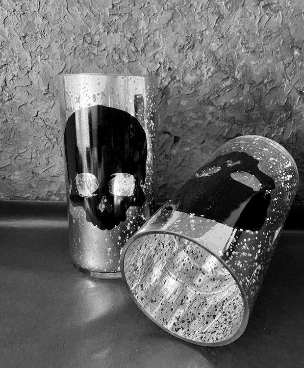 GLITTER SKULL Windlicht