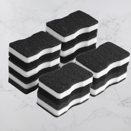 10er Set cleanART Reinigungsschwämme black & white mit griffiger Taille für Küche und Haushalt.