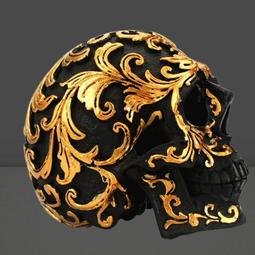 SkullART Collection TOTENKOPF im Black & Gold Ornament deSIGN