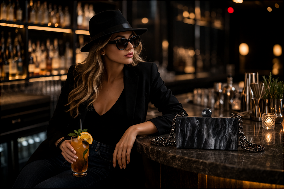 DARK FLOW – Marble Clutch