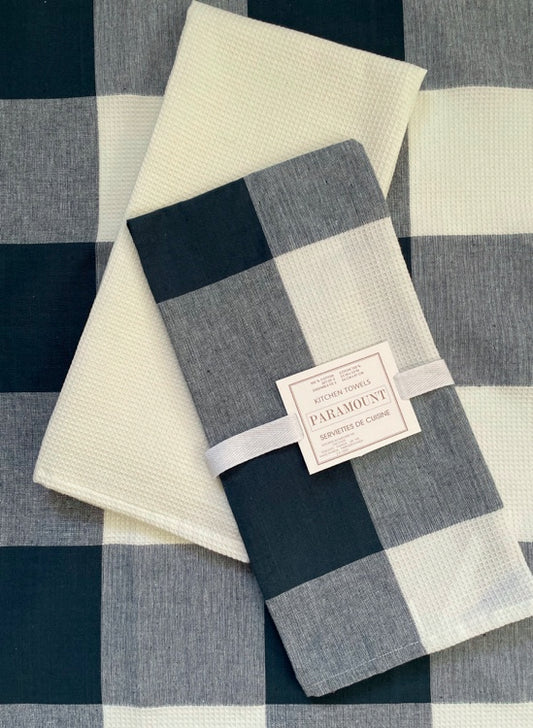 TEXTILE Code Urban Check Geschirrtuch 3er Set Dunkelgrün-Weiß Karo