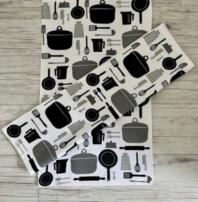 TEXTILE Code Kitchen Icons Geschirrtuch 2er Set Schwarz-Weiß by KitchenAid