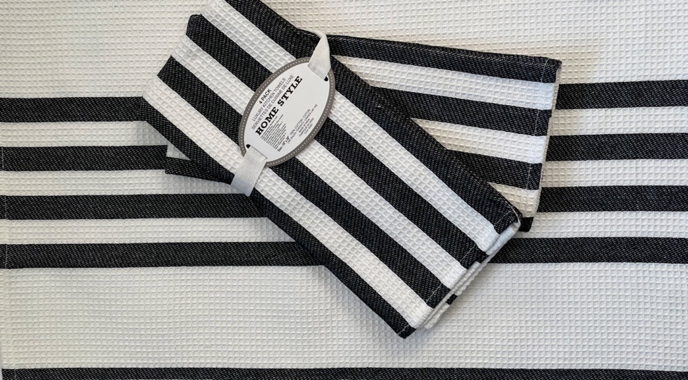 TEXTILE Code Black Line Geschirrtuch 2er Set Black & White