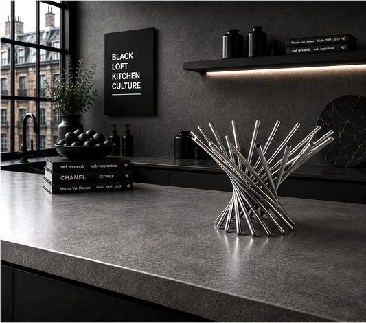 Design Obstkorb aus Edelstahl mit filigraner Stabstruktur als modernes KITCHEN Object für stilvolle KITCHEN Affairs.