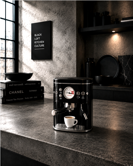 STORAGE NewLOOK Retro Vorratsdose im Kaffeemaschinen-Design in Schwarz für moderne KITCHEN Affairs.