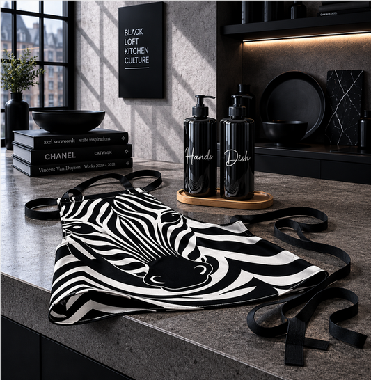 POP-UP Kitchen Culture | Zebra Schürze black & white