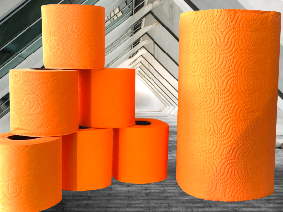 COLOR ONE – ORANGE EDITION | deSIGN Toilettenpapier 3-lagig + Handtuch-Rolle