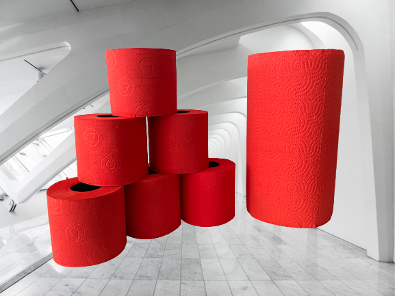 COLOR ONE – RED EDITION | deSIGN Toilettenpapier 3-lagig + Handtuch-Rolle