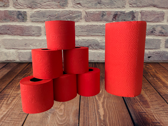 COLOR ONE – RED EDITION | deSIGN Toilettenpapier 3-lagig + Handtuch-Rolle