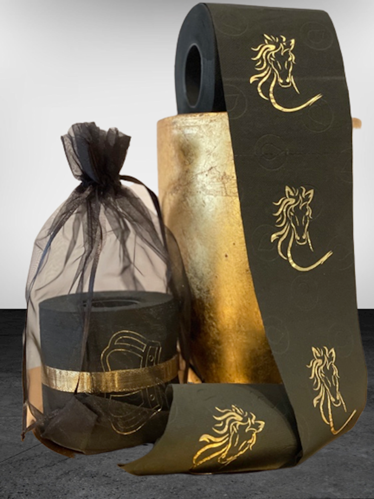 SIGNATURE ONE goldveredeltes Design Toilettenpapier mit Pferdemotiv im Handauflegeverfahren gefertigt