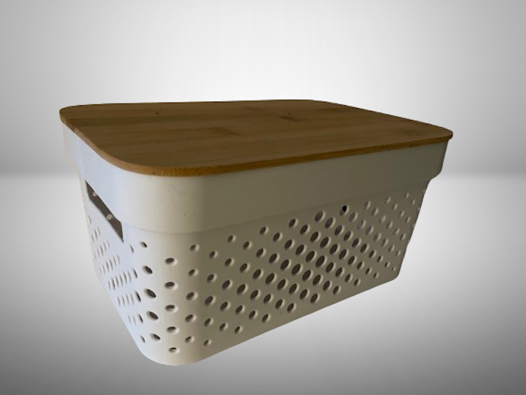Weiße Storage Box mit dekorativer Lochstruktur und FSC® Bambusdeckel für moderne KITCHEN Affairs.