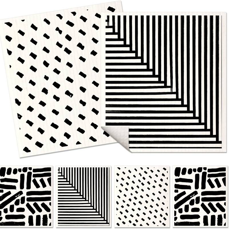6er Set cleanART Graphic Schwammtücher im Black & White Design für nachhaltige KITCHEN Affairs.