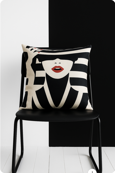 KISS Collection "FACES" - Deko Kissen 45 x 45 cm Leinen-/Seiden-Optik