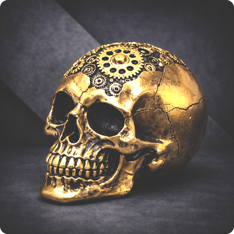 SkullART Collection TOTENKOPF im goldfarbenen Schrauben-Design