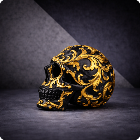 SkullART Collection TOTENKOPF im Black & Gold Ornament deSIGN