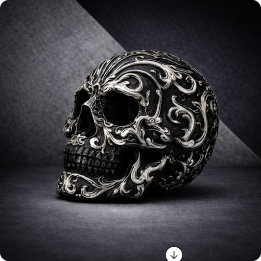 SkullART Collection TOTENKOPF mit silberfarbenen Ornamenten