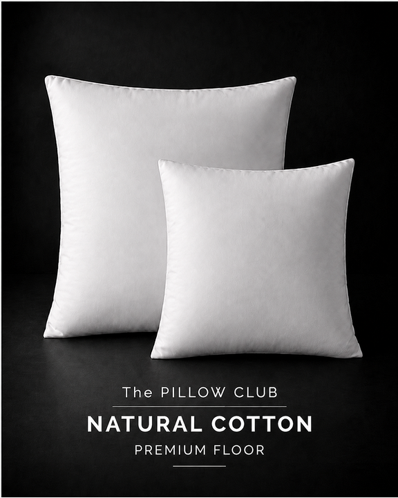 2er Set weiße quadratische Natural Cotton Füllkissen von The PILLOW CLUB PREMIUM FLOOR mit glatter Baumwollhülle
