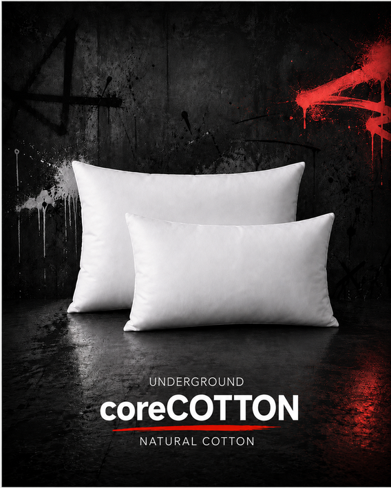 UNDERGROUND coreCOTTON 2er Set rechteckig weiße Füllkissen mit glatter Optik und Baumwollhülle