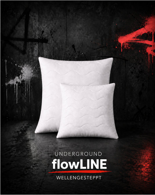 UNDERGROUND flowLINE 2er Set quadratisch weiße Füllkissen mit Wellensteppung