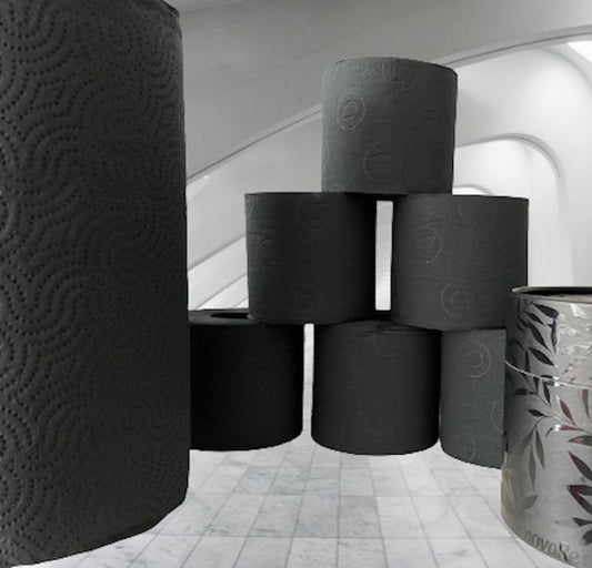 COLOR ONE – BLACK EDITION | deSIGN Toilettenpapier 3-lagig + Handtuch-Rolle