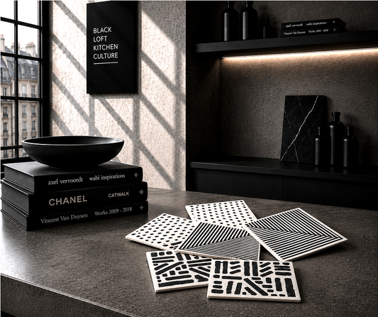 cleanART Graphic Schwammtücher im Schwarz-Weiß-Design für stilvolle KITCHEN Affairs und moderne Cleaning Culture.
