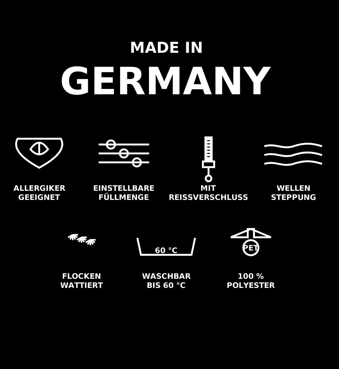 WAVE ONE – Premium Füllkissen aus Polyester mit Wellensteppung & Reißverschluss | Made in Germany