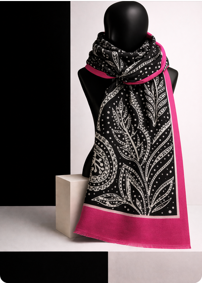 Schal deSIGN Mix Black & Pink  • Wolle/Viskose