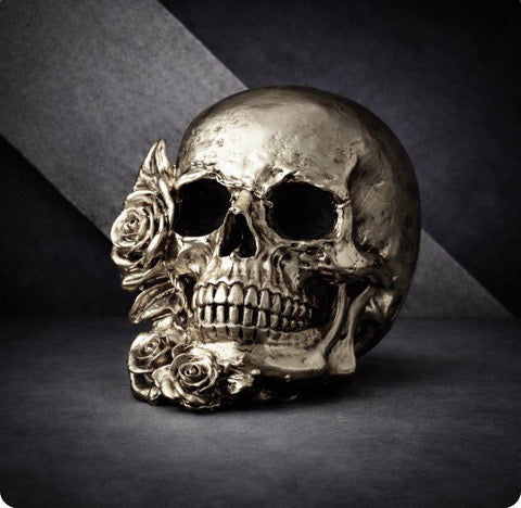 SkullART Collection TOTENKOPF im golden Rosen deSIGN