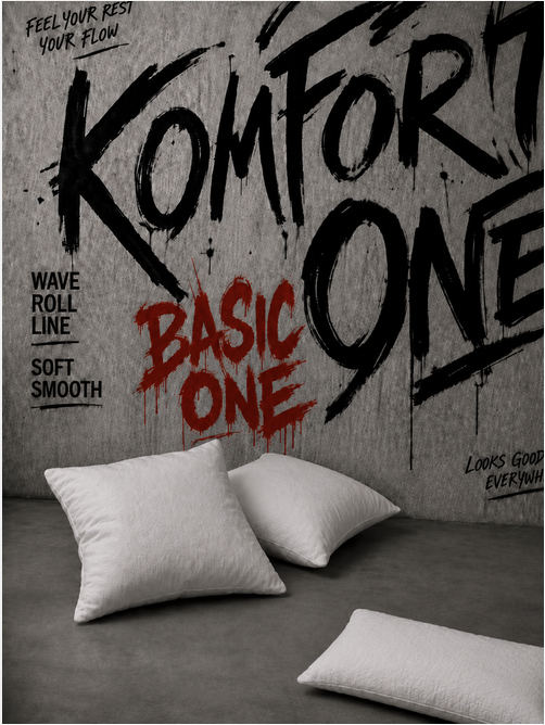 streetART EVERYDAY basicLINE Füllkissen aus Polyester-Vlies vor urbaner Graffiti-Wand