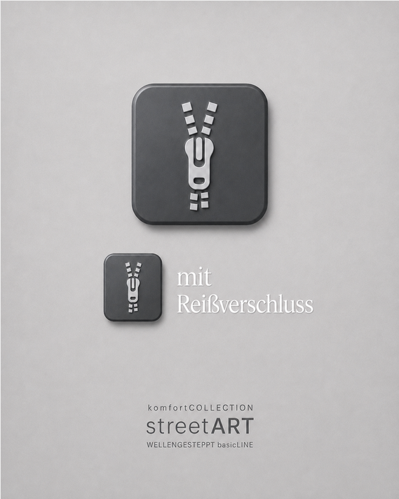 Grafische Darstellung des Reißverschlusses am nachfüllbaren streetART WELLENGESTEPPT basicLINE Füllkissen